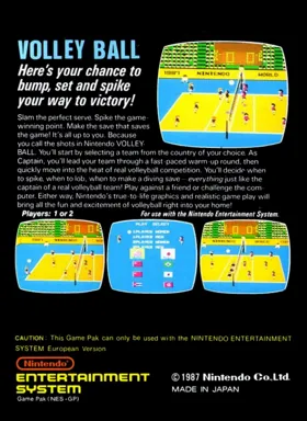 Volleyball (USA, Europe) (Virtual Console) box cover back